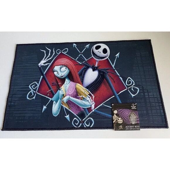 The Nightmare Before Christmas Jack Skellington Sally Halloween Accent Rug 20x32 - Picture 1 of 10